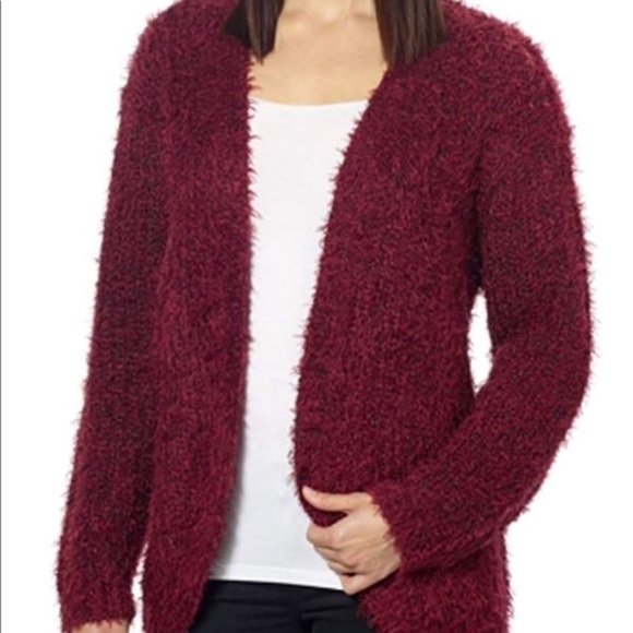 Kensie Sweaters - Kensie Burgundy Teddy Bear Sweater Small